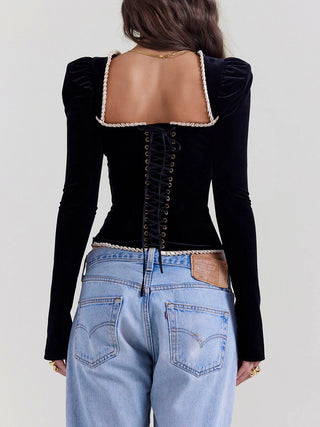 Lara | Black Velvet Corset
